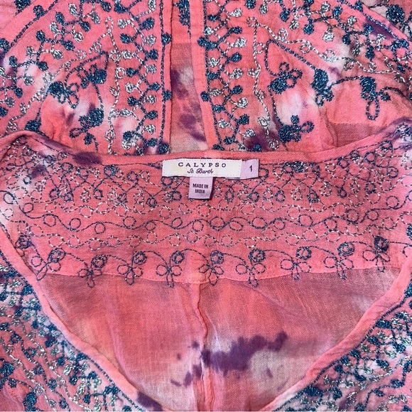 Calypso St Barth womens sz small boho tunic mini dress cover up pink tie dye - Picture 9 of 15